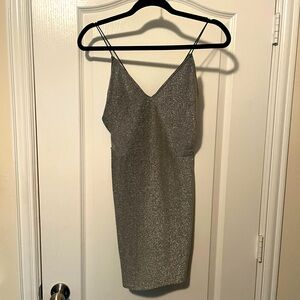 Shiny silver cocktail dress